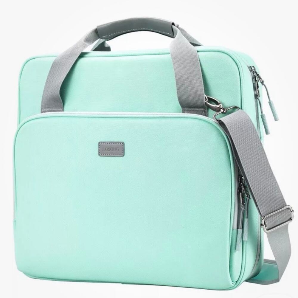 Losong‎ 3 Ring Zipper Binder 2 Inch 500 Sheets Capacity Long Strap Mint Green